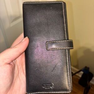 Coach Black Leather Wallet with Embossed Logo